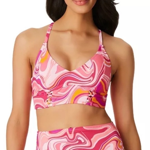 Jessica Simpson Women'Good
Vibrations Cropped Cami Bikini Top Femme Multi New L - Picture 4 of 11